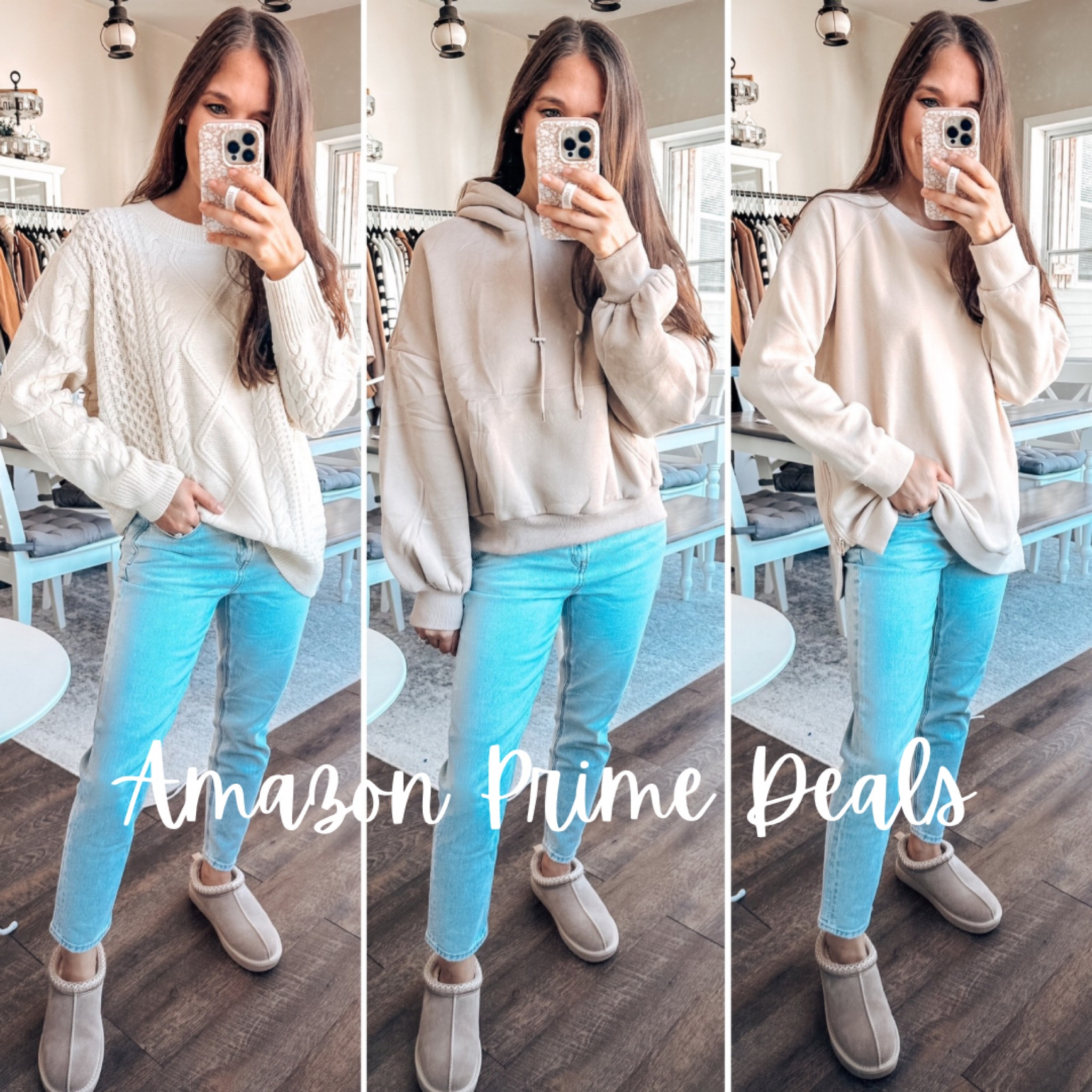The softest cutest Amazon tops! 20-35% off! Wearing size small in all! 
Jeans down one size x-short 
Shoes tts 

#LTKxPrimeDay #LTKStyleTip #LTKFindsUnder50