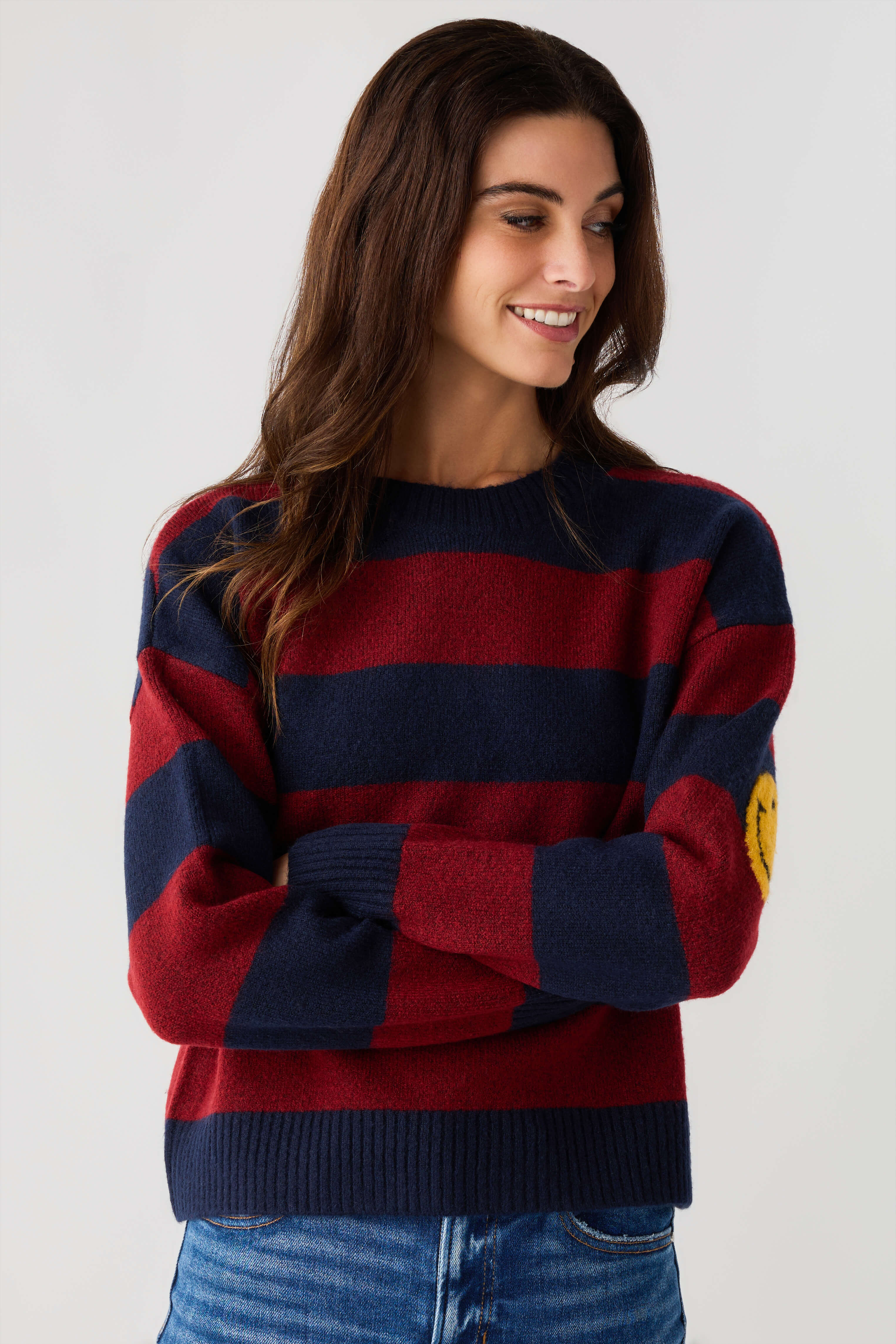 By Together Striped Smiley Face Sweater | Social Threads