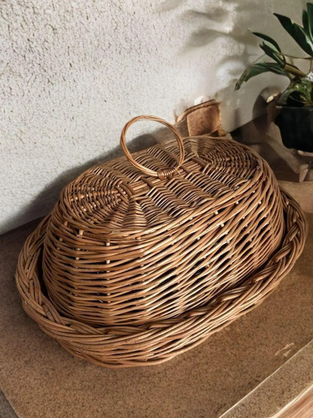 Wicker Bread Basket with Lid - Handmade Rattan Bread Box - Rustic Kitchen Storage - Boho Bread Ho... | Etsy (US)