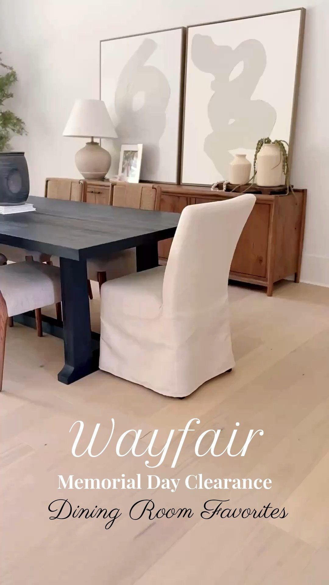 Shop @wayfair Memorial Day Clearance!! ✨ So much furniture and decor in my new Dining Room is on a major sale! Up to 70% off home favorites with free and easy delivery on orders over $35! 🤍 My dining table, dining chairs, upholstered slipcovered chairs, long wood sideboard and oversized swirl art is all from Wayfair 🏡 #wayfair #wayfairpartner #home #decor #diningtable #diningromm

#LTKStyleTip #LTKSaleAlert #LTKHome