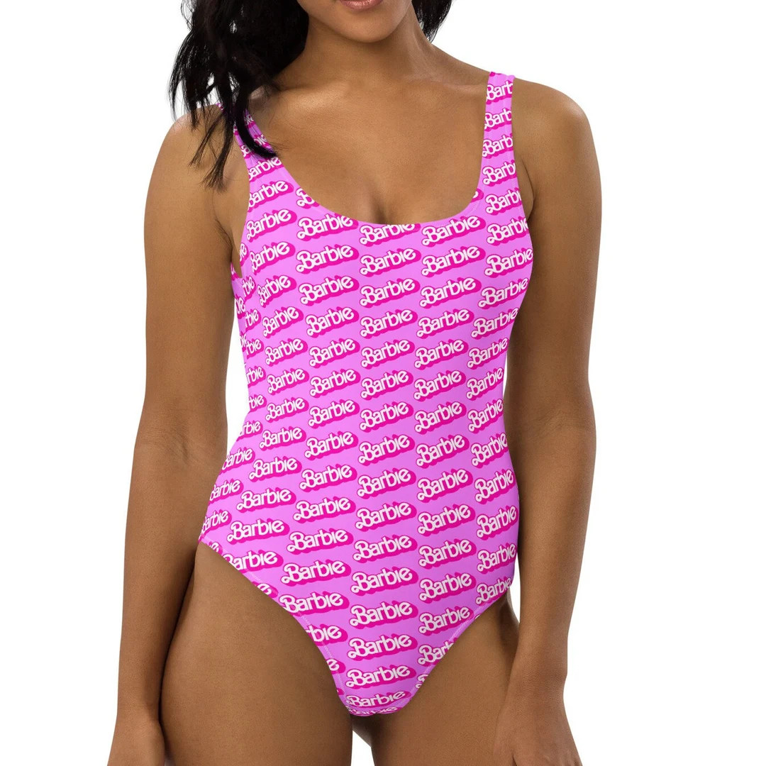 Pink & White One-Piece Swimsuit | Etsy (US)