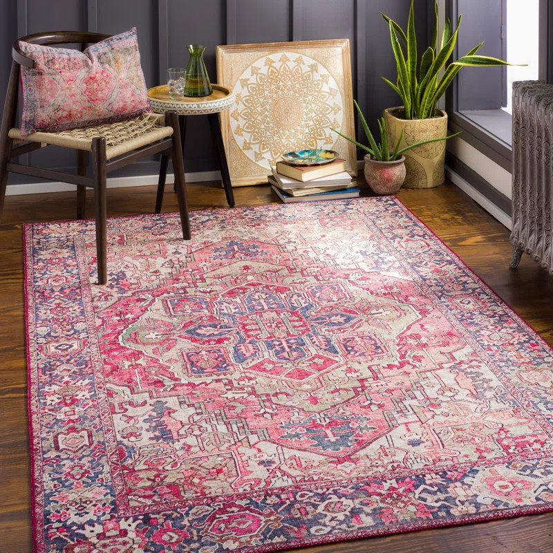 Albertson Oriental Burgundy/Dark Blue/Beige/Cream Area Rug | Wayfair North America