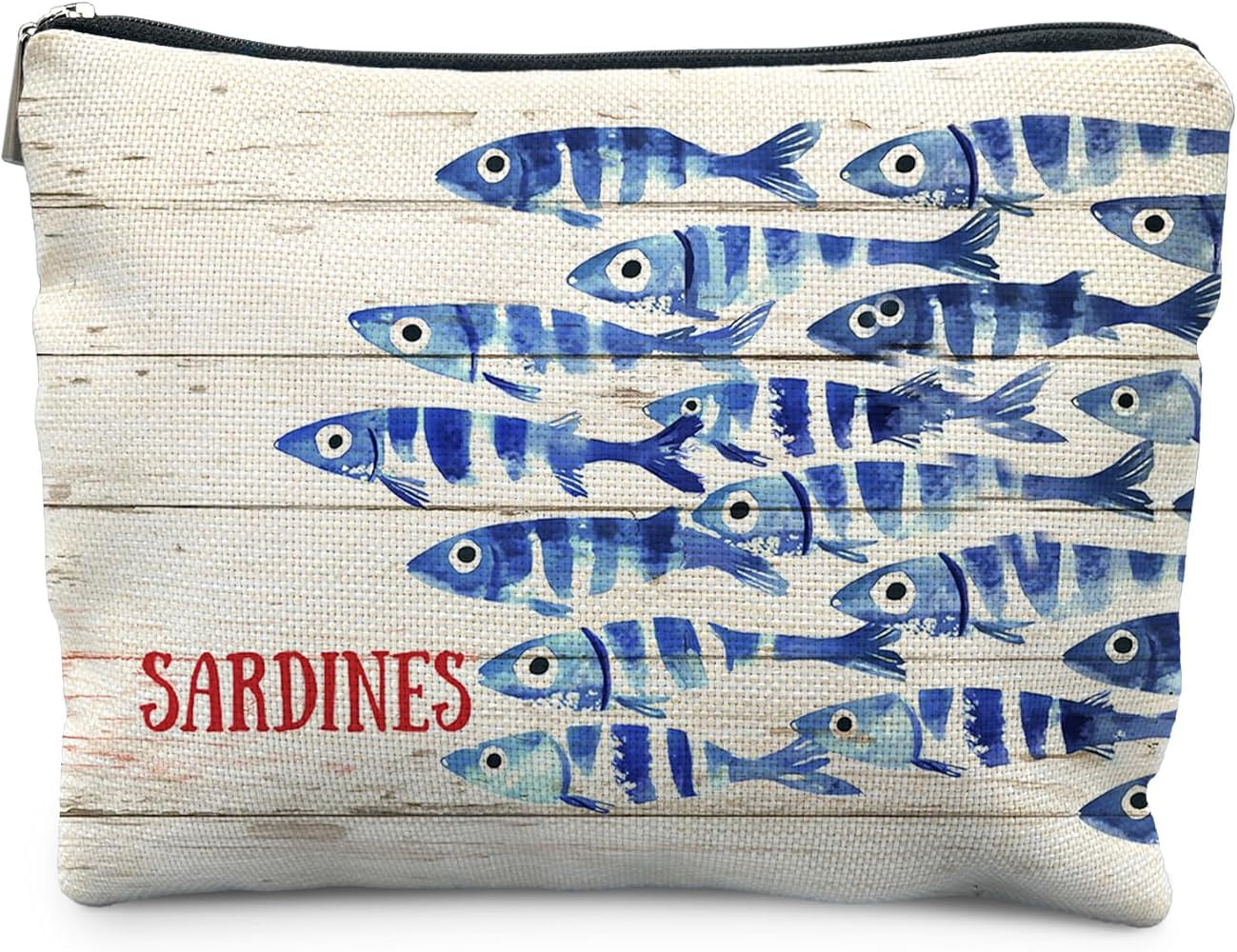 Vintage Sardine Fish Makeup Bag, Ocean Beach Lovers Gifts Cosmetic Bags for Women, Gifts for Fish... | Amazon (US)
