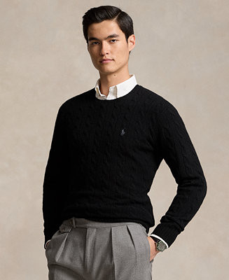 Men's Wool-Cashmere Cable-Knit Sweater | Macy's