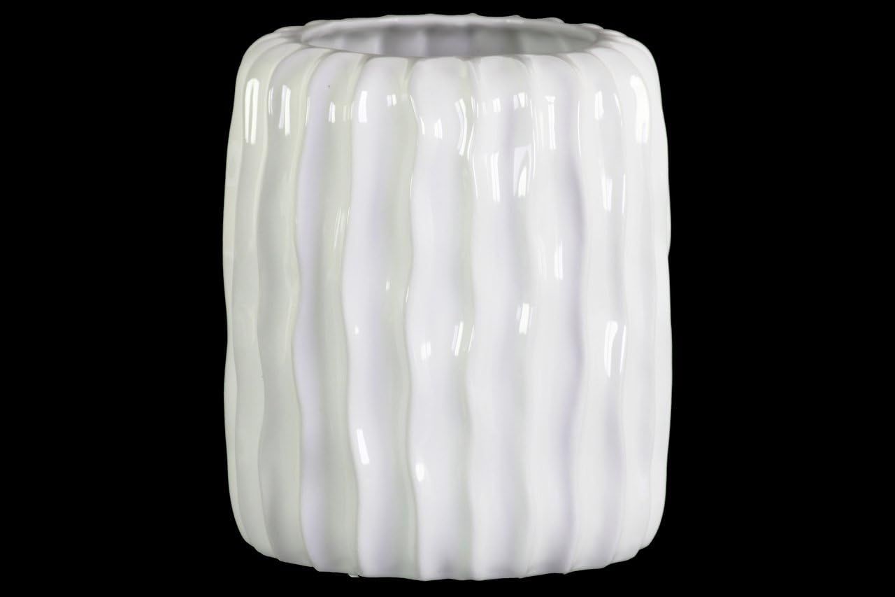 Urban Trends 51805 Ceramic Short Cylindrical Vase with Embossed Wave Design Body Large Gloss Fini... | Amazon (US)