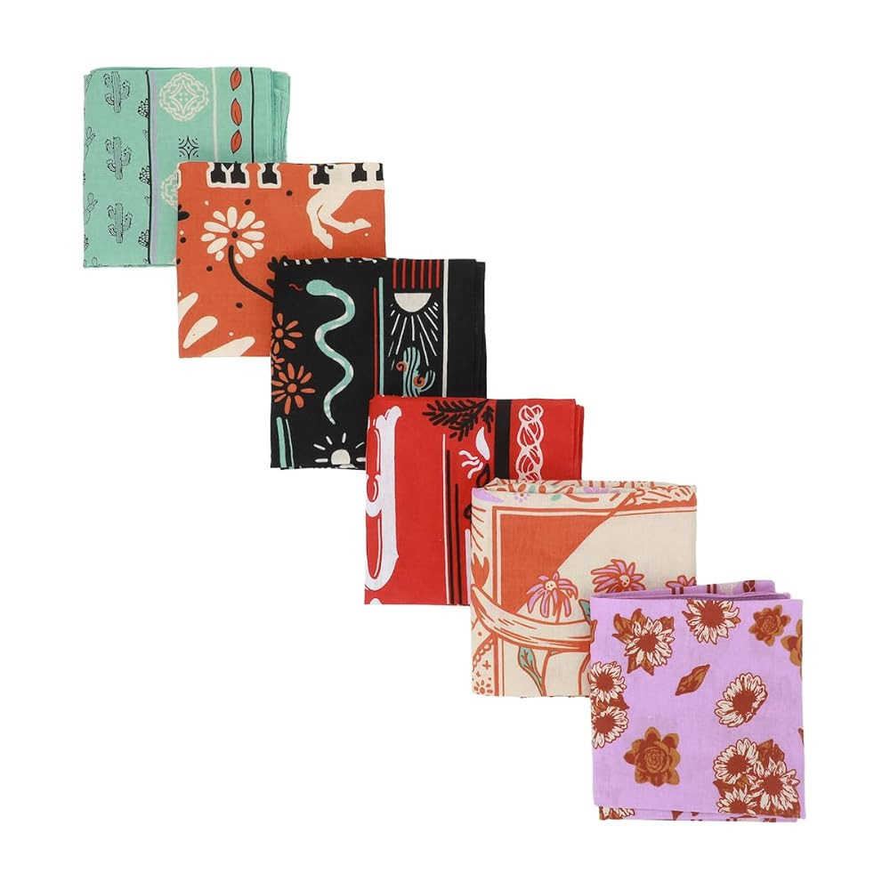 Bioworld Lightweight Multicolored 22"x22" (6-Pack, 12-Pack and 48-Pack) Bandana Set | Amazon (US)