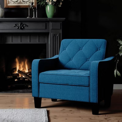 TYBOATLE Living Room Chairs Blue Accent Chairs, Tufted Upholstered Line Fabric Waiting Room Arm Chairs,  Comfy Club Chair, Reading Chairs for Bedroom | Target