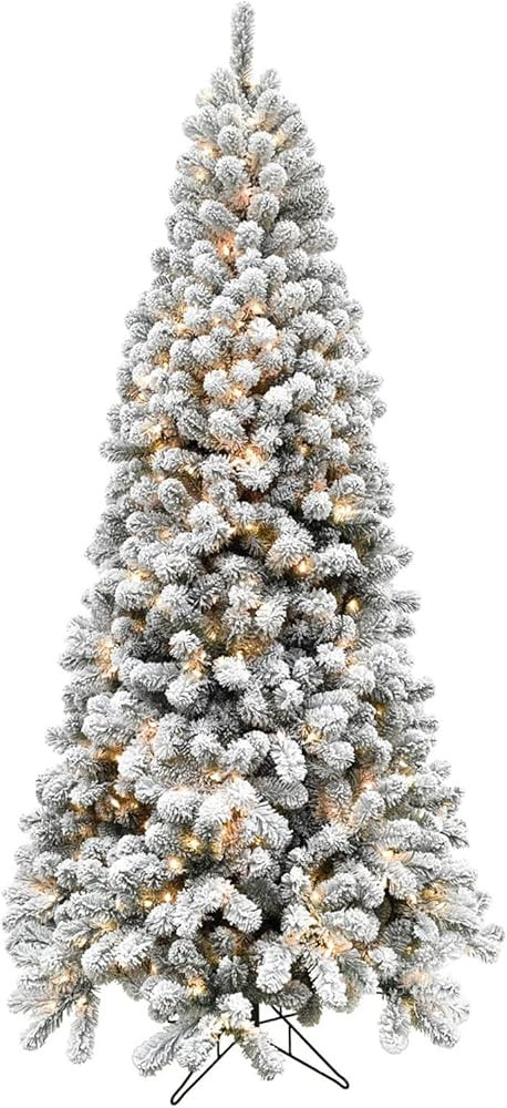 Fraser Hill Farm Silverton Fir Snowy Christmas Tree, 6.5 Feet Tall, Artificial Flocked Tree Includes Easy to Connect White Incandescent Smart Lights, Perfect Xmas Tree for Living Room or Family Room | Amazon (US)