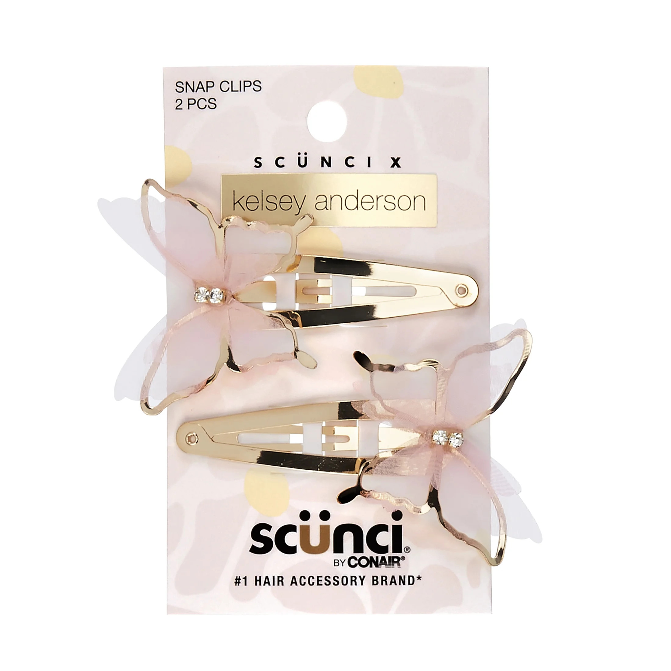 Scunci x Kelsey Anderson Butterfly Snap Clips, Pink, 2 count | Walmart (US)