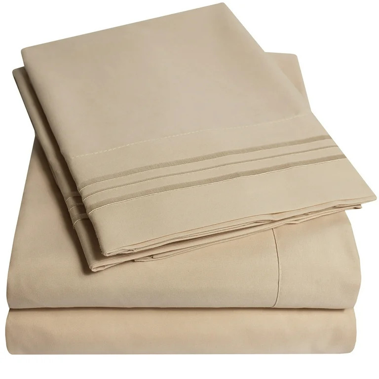 1800 Thread Count 4 Piece Deep Pocket Bedroom Bed Sheet Set Queen - Taupe | Walmart (US)