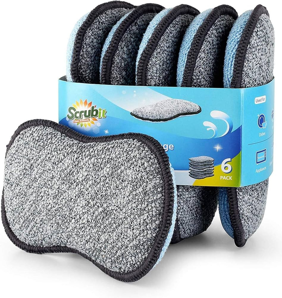 Multi-Purpose Sponges Kitchen by Scrub-it - Non-Scratch Microfiber sponges for Cleaning, Along wi... | Amazon (US)