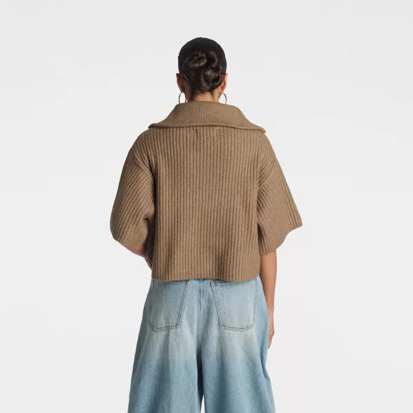 KBB by KAHLANA Women's 'The Trucker Quarter Zip Sweater' - Brown L | Target