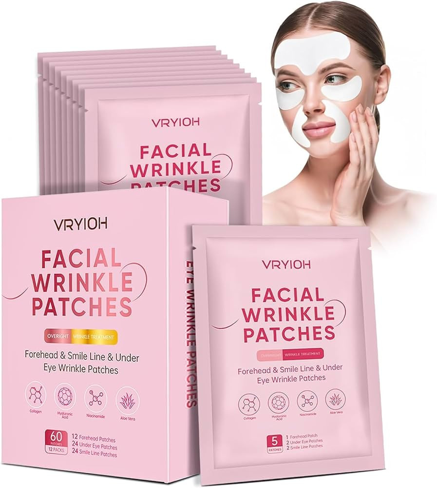 3 IN 1 Forehead, Smile Line & Under Eye Wrinkle Patches, Overnight Facial Wrinkle Treatment with ... | Amazon (US)