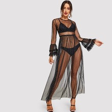 Contrast Mesh Sheer Dress | SHEIN