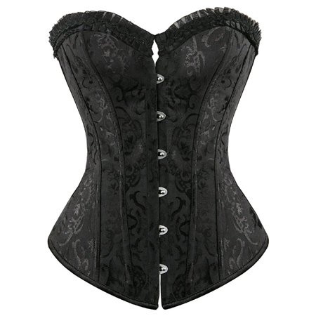 MISS MOLY Women's Satin Sexy Floral Lace up Trim Overbust Corset Bustier Plus Size Bodyshaper Top | Walmart (US)