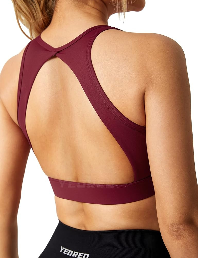 YEOREO Cleena Sports Bra for Women Open Back Crop Tops Padded Workout Tank Tops Backless Workout ... | Amazon (US)