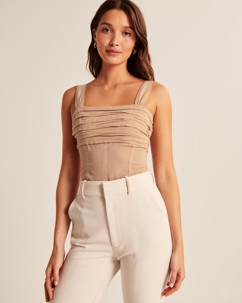 Ruched Sheer Corset Top | Abercrombie & Fitch (US)