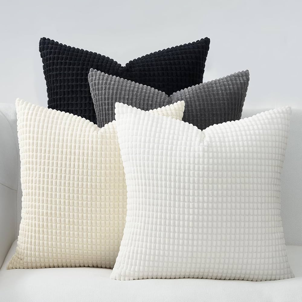 Topfinel Black and White Couch Pillow Covers for Living Room 45x45 cm Set of 4,Mid Century Modern... | Amazon (US)