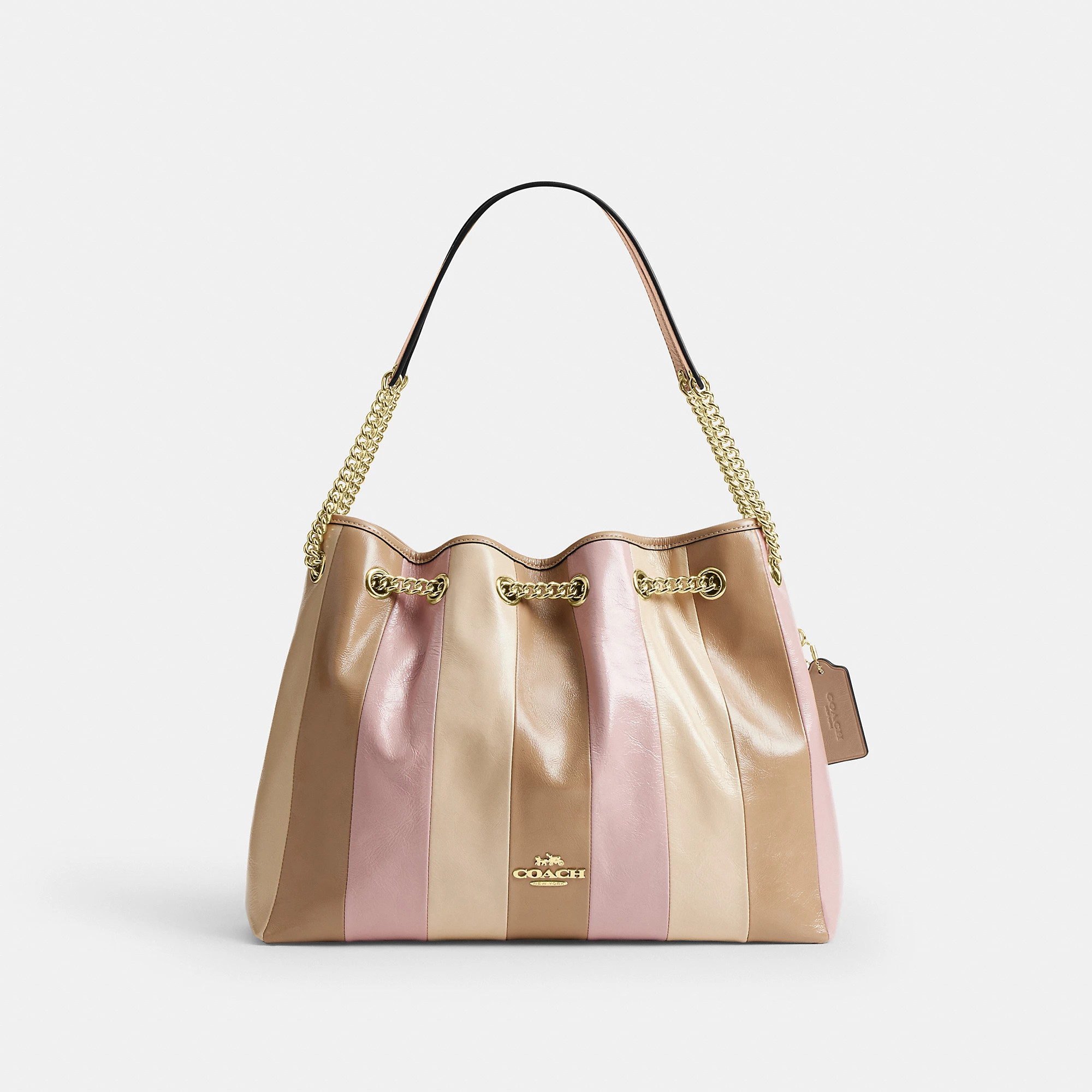 Evelyn Shoulder Bag With Striped Patchwork | Coach Outlet US