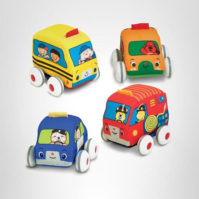 Melissa & Doug K's Kids Pull-Back Town Vehicle Set - Baby Toys Set with 4 Soft Toy Cars and Truck... | Amazon (US)