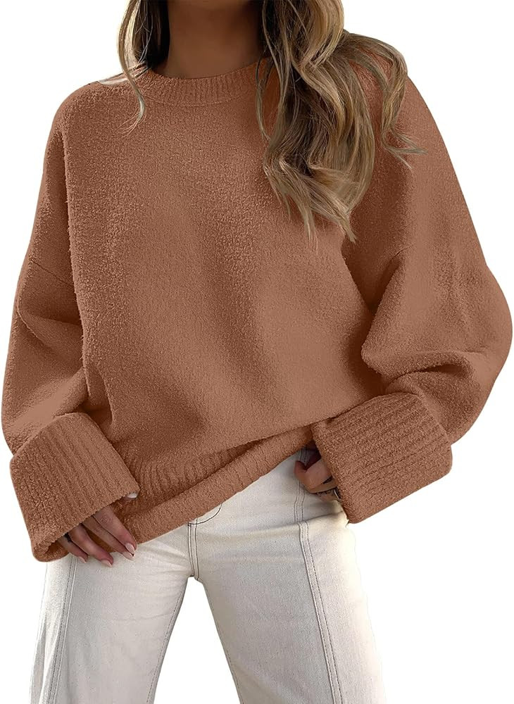 LILLUSORY Women's Oversized Sweaters 2023 Fall Fuzzy Knit Chunky Warm Pullover Sweater | Amazon (US)