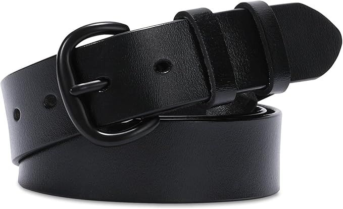 WHIPPY Women Leather Belt for Jeans Pants Dresses Black Ladies Waist Belt with Pin Buckle | Amazon (US)