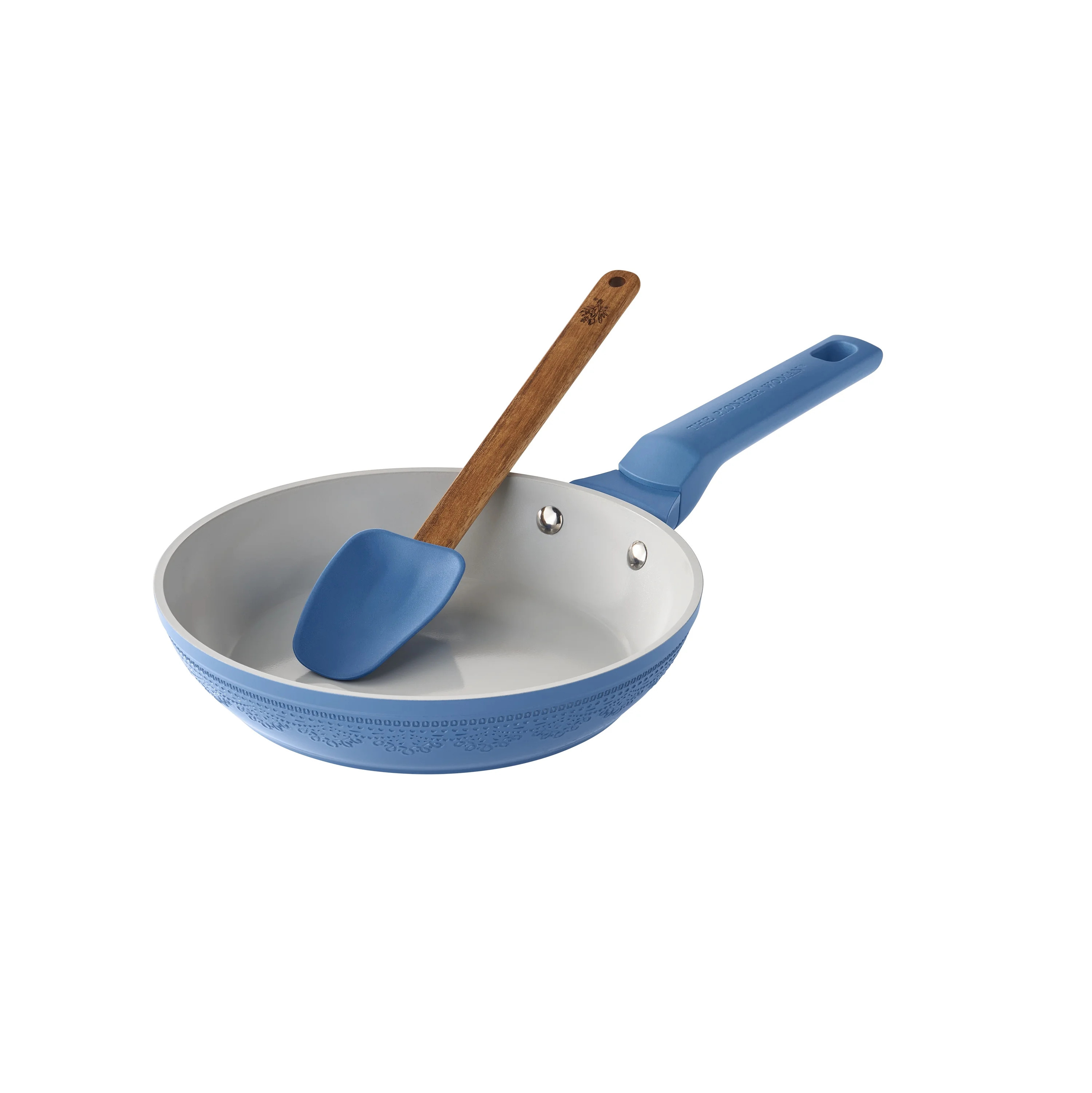 The Pioneer Woman Riverside Embossed 8-inch Aluminum Frying Pan with Spatula, Blue | Walmart (US)