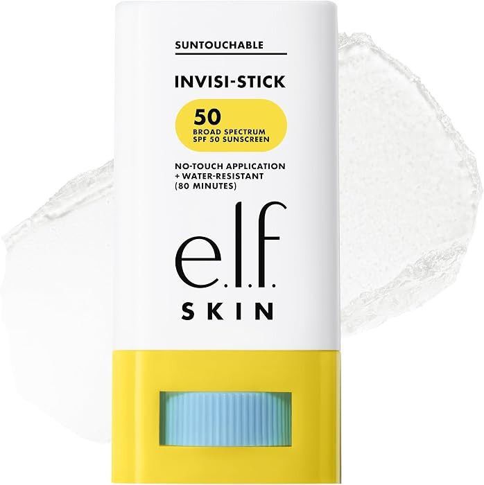 e.l.f. SKIN Suntouchable Invisi-Stick Face Sunscreen SPF 50, Clear, Lightweight with Sunflower Se... | Amazon (US)
