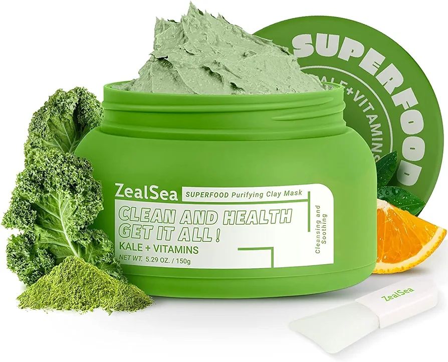 ZealSea 5.29 oz Superfood Purifying Clay Mask Kale Anti-oxidation Facial Mask Nourishing Detox Sp... | Amazon (US)
