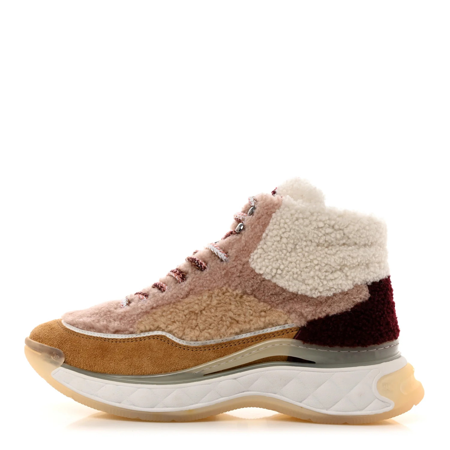 Shearling Suede CC High Top Sneakers 38.5 White Pink | FASHIONPHILE (US)