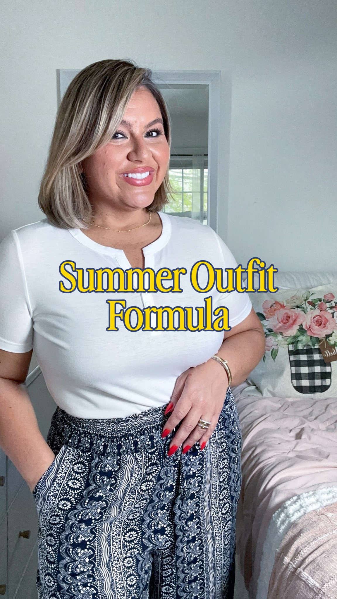 The 3-second summer formula: Chic white notched-neck top from @zeagoo.official 🤍 + flowy pants + sandals. Effortlessly dressed up or down.

#LTKgrwm #LTKootd #LTKMidsize