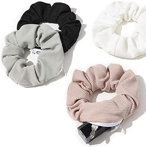Amazon.com : Pocket Scrunchies Hair Ties with Hidden Zipper Stash Scrunchy Ponytail Holder : Beau... | Amazon (US)