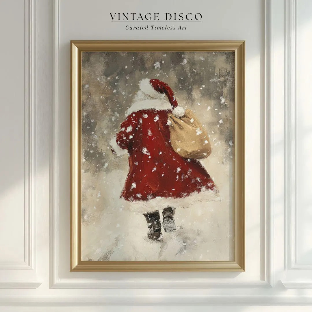 Santa Claus Painting Christmas Printable - Charming Vintage Holiday Decorating, Trendy Festive Wi... | Etsy (US)