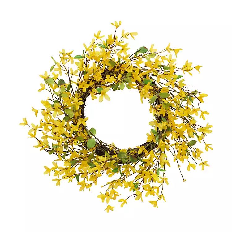 Yellow Natural Twig Forsythia Wreath | Kirkland's Home