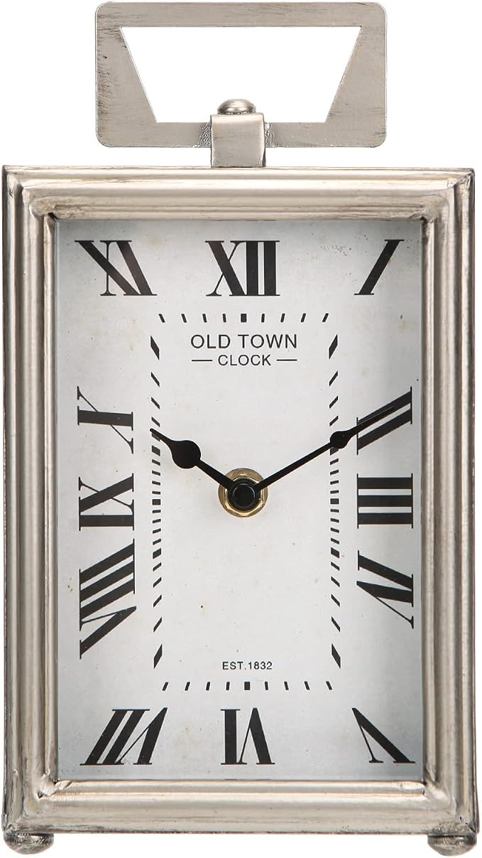 NIKKY HOME Metal Table Clock, Retro Silver Table Clock Non-Ticking, Vintage Desk Clock HD Glass B... | Amazon (US)