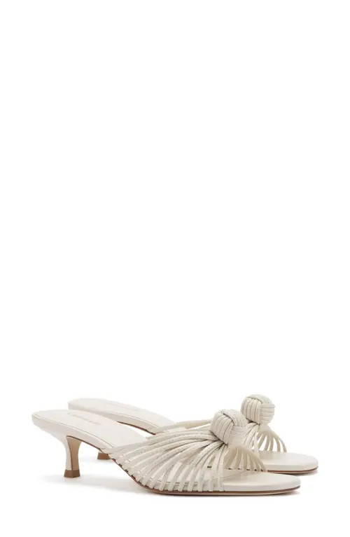 Larroudé Valerie Kitten Heel Strappy Sandal in Ivory at Nordstrom, Size 5.5 | Nordstrom