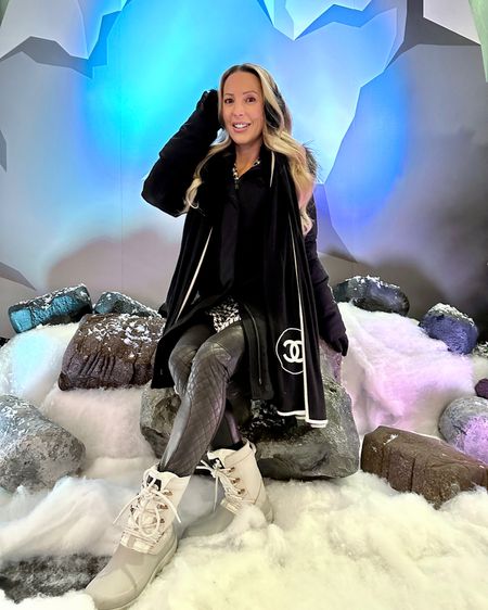 Winter weather gear, The north face black coat, spanx faux leather leggings, white snow boots, Chanel scarf, black ear muffs make all the difference to staying warm without messing up your hair! #competition

#LTKSeasonal #LTKstyletip #LTKFind