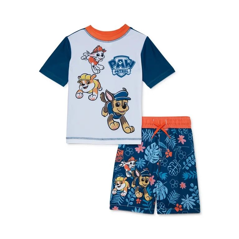 Paw Patrol Toddler Boys Short Sleeve Rashguard and Swim Shorts with UPF 50+, Sizes 2T-4T | Walmart (US)