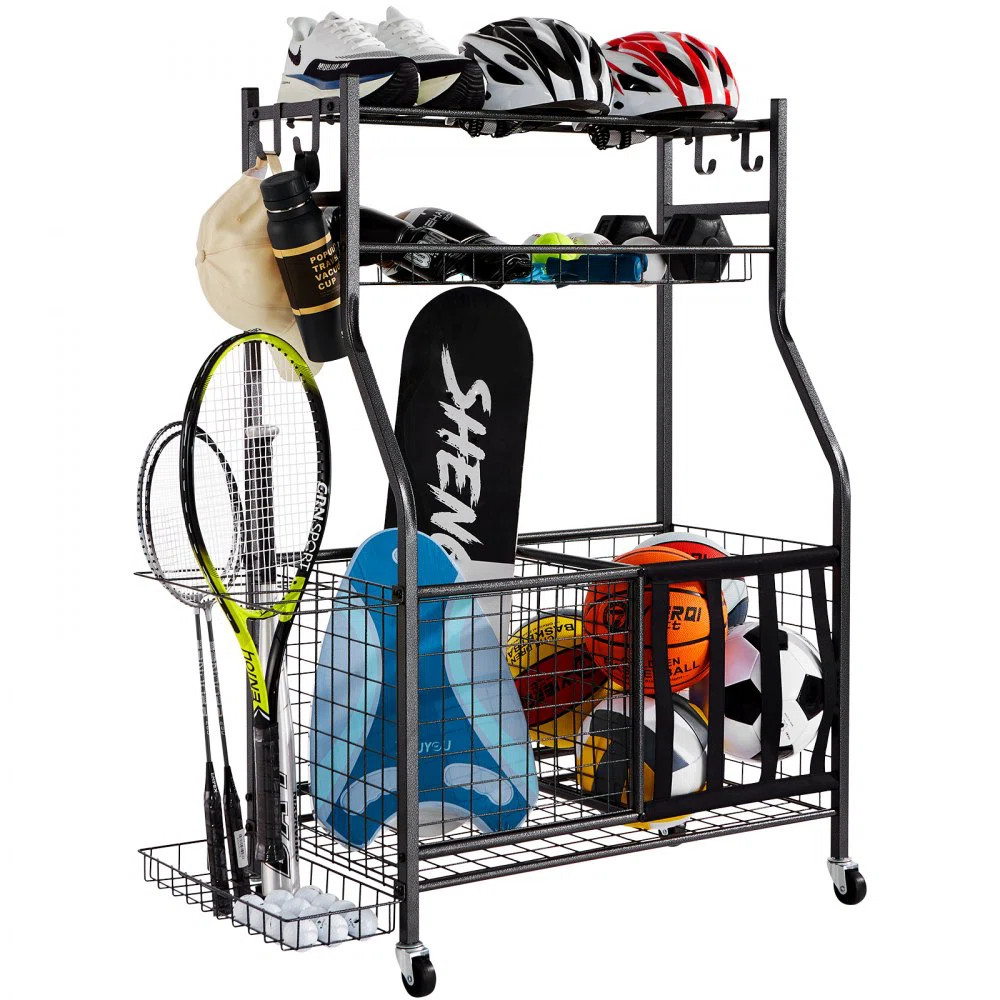 Sports Equipment Garage Organizer, Rolling Ball Storage Cart on Wheels | Wayfair North America