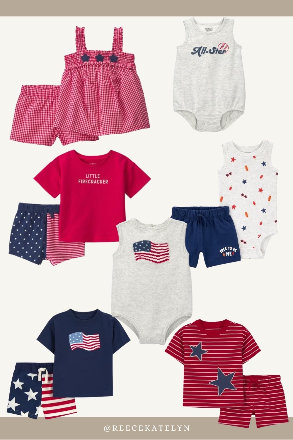 The sweetest little 4th of July outfits ❤️🤍💙

I always check Carter's at Walmart for holiday outfits because they're affordable, comfortable, and actually cute enough for photos. Whether you're celebrating with fireworks, a backyard BBQ, or a beach day, these baby outfits are too good to pass up.

Linked all my favorite patriotic finds for babies and toddlers 🇺🇸✨