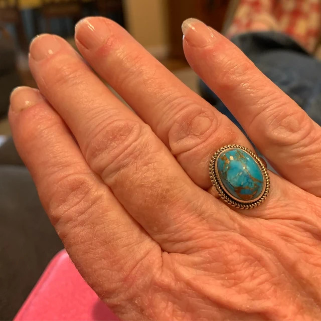 Genuine Turquoise Ring, Silver Turquoise Ring, Copper Turquoise Ring, Sterling Silver Ring, Boho ... | Etsy (US)