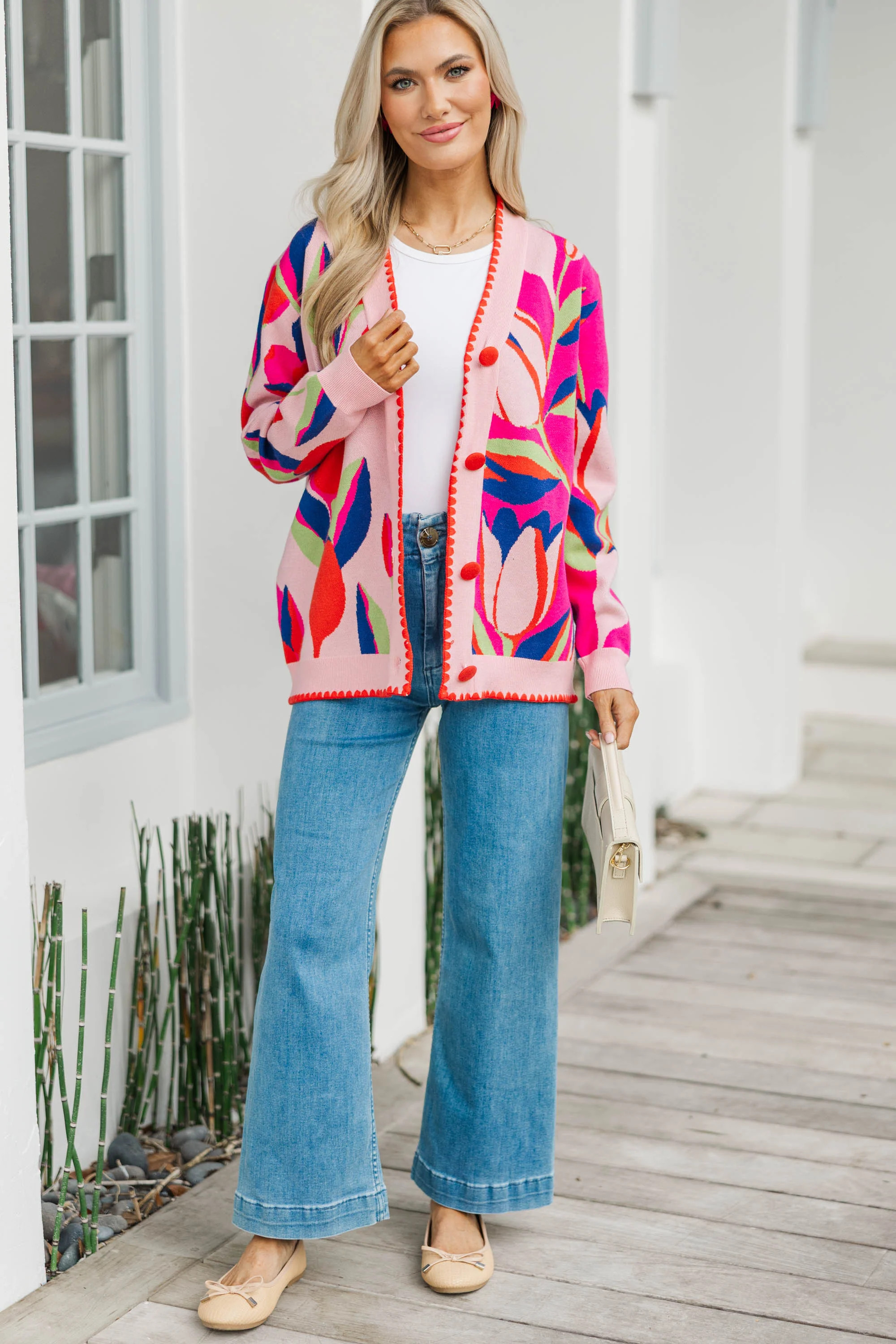The Winter Go To Red Abstract Cardigan | The Mint Julep Boutique