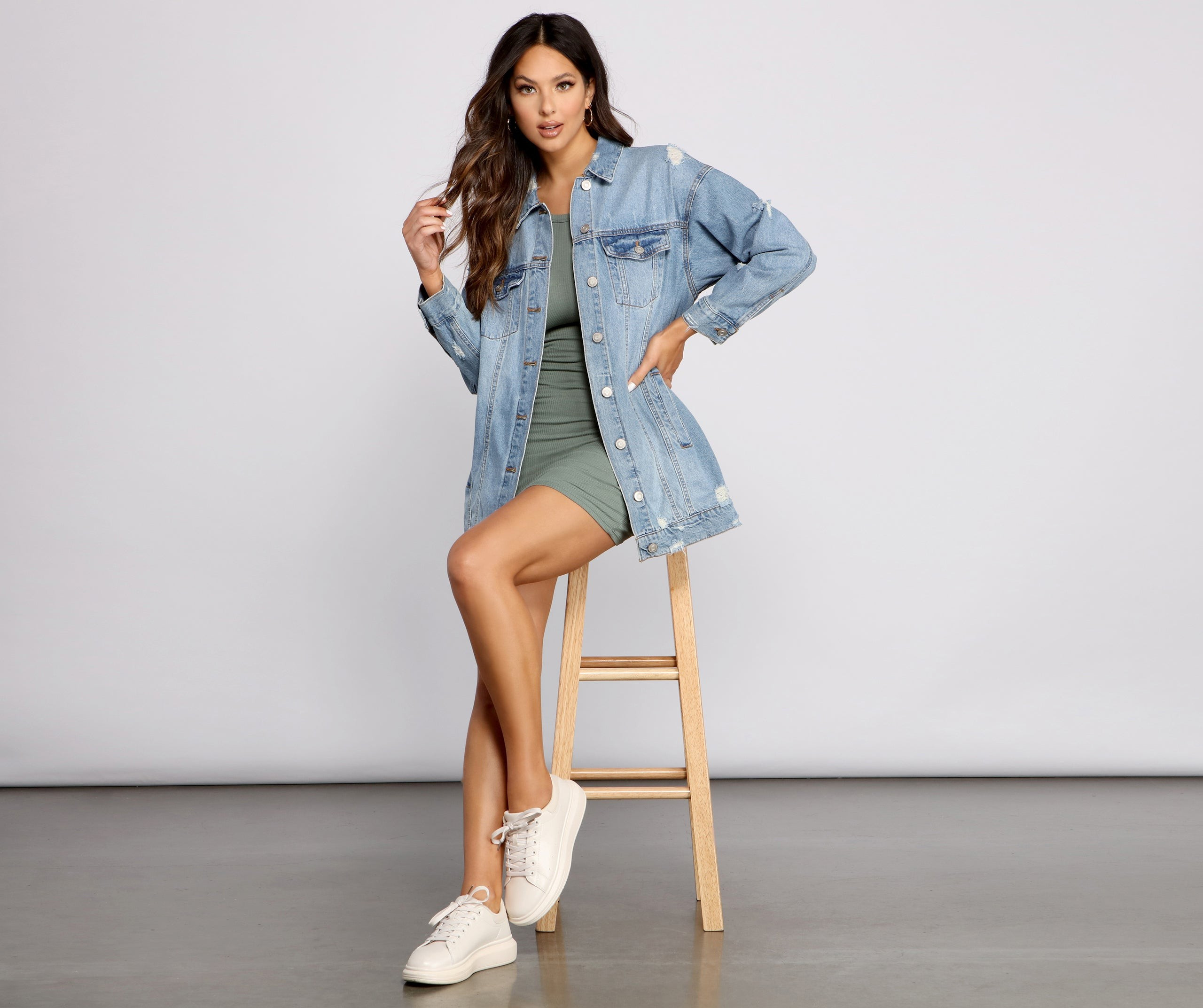 So Chic Long Denim Jacket | Windsor Stores