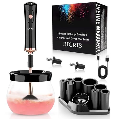 RICRIS Electric Makeup Brush Cleaner Machine - Ultra Fast USB Make Up Brush Washer and Dryer - Automatic Cosmetic Brush Cleanser Tool Clean and Dry in Seconds for Beauty Women, Girls (Black) | Amazon (US)