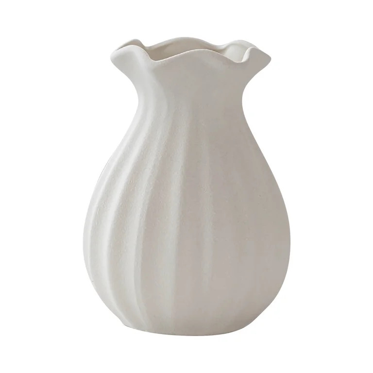Virelaxpo Home Decor Collection Sterling & Noble Home Ruffle Shaped Ceramic Indoor Tabletop Vase | Walmart (US)