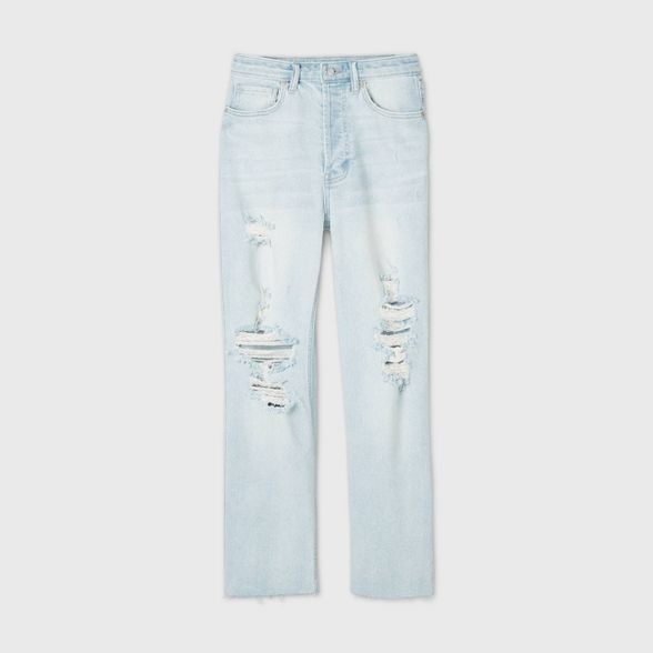 Women's Super-High Rise Distressed Straight Jeans - Wild Fable™ Light Wash | Target