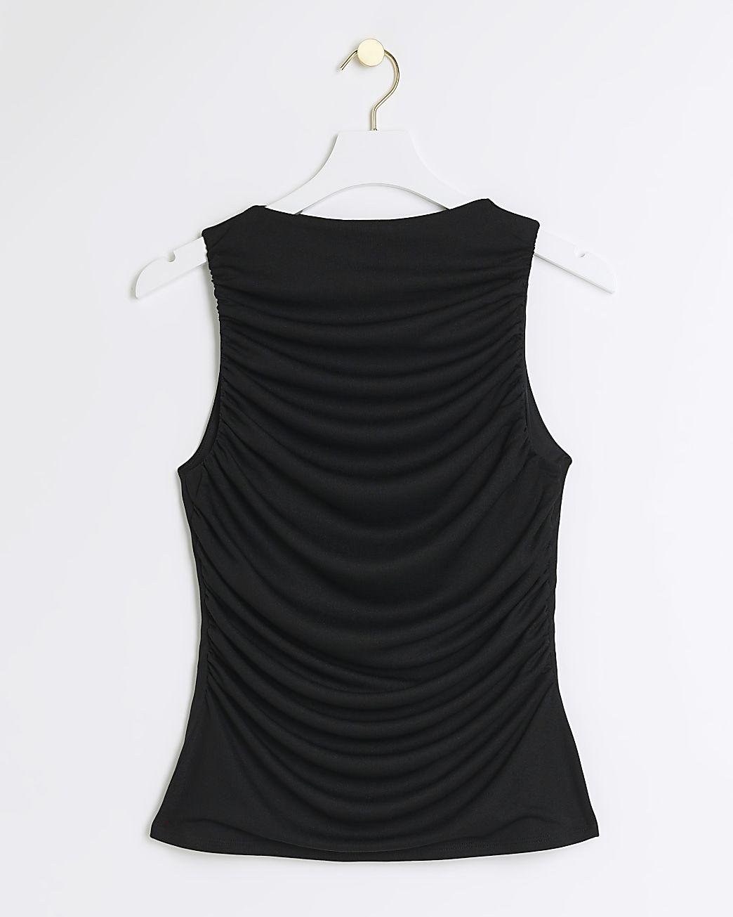 Black mesh ruched top | River Island (UK & IE)