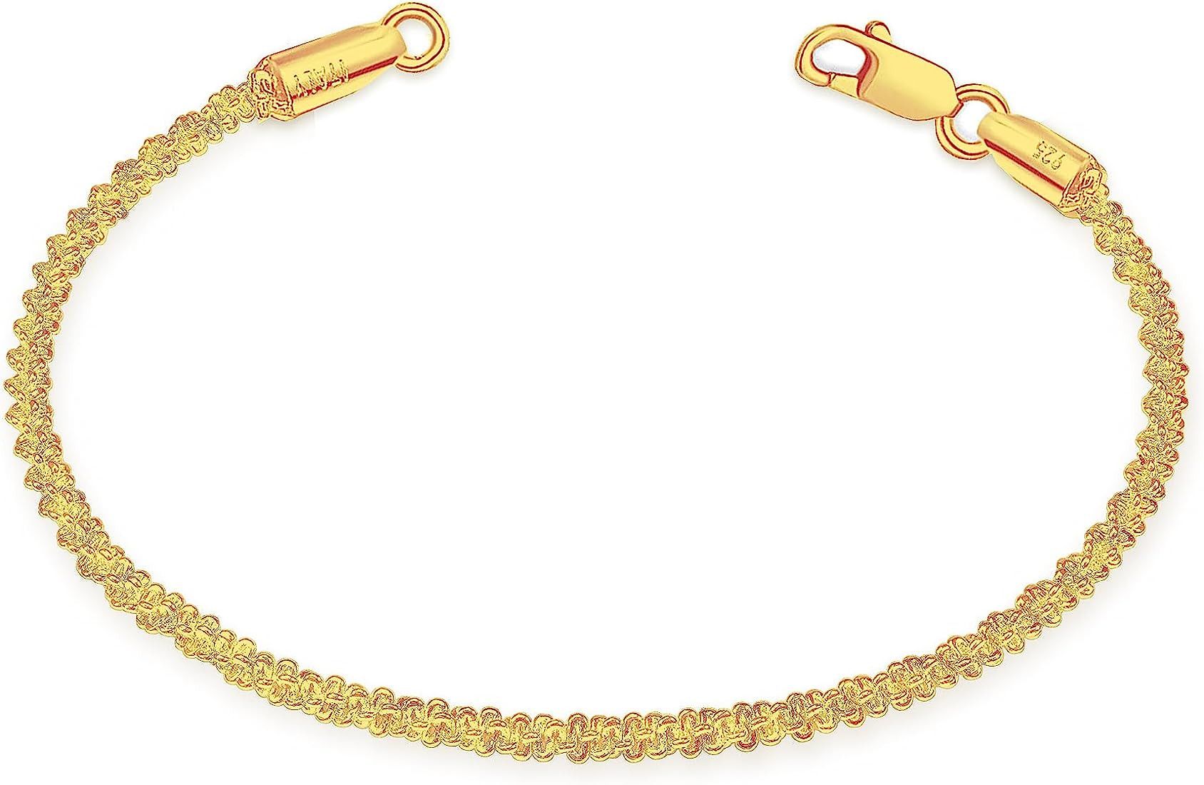 Waitsoul Sparkling Bracelet for Women 2.5mm 3mm Diamond-Cut Silver/Gold Sparkling Chain Bracelet ... | Amazon (US)