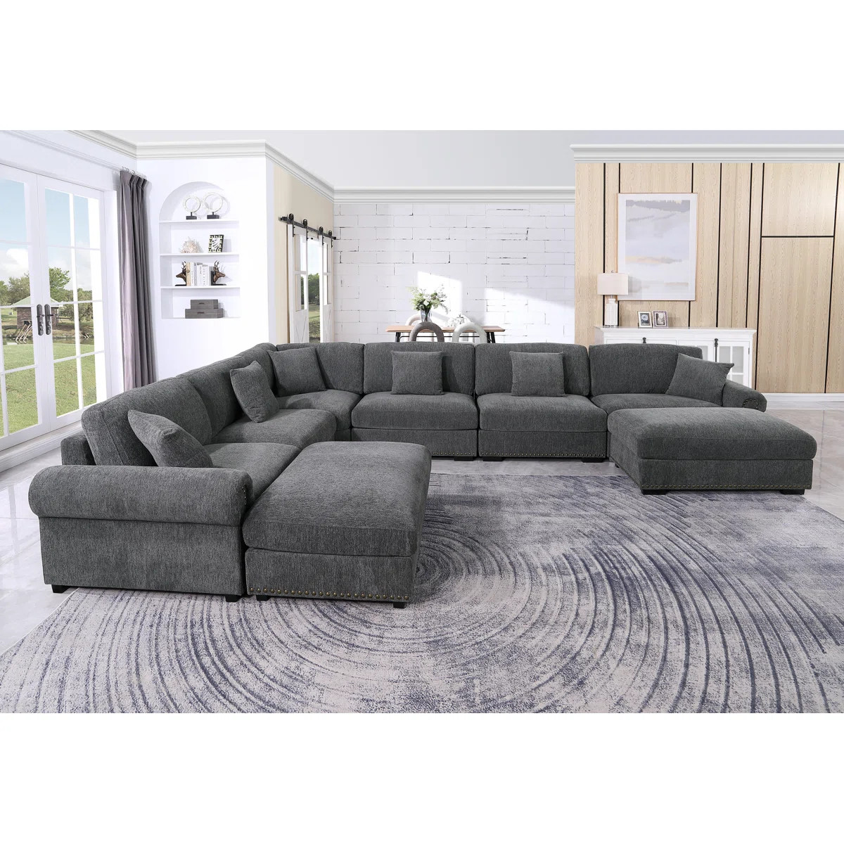 Oversized Corner Sectional Sofa With Reversible Chaises 8 Seat Chenille Cloud Sectional Couches | Wayfair North America