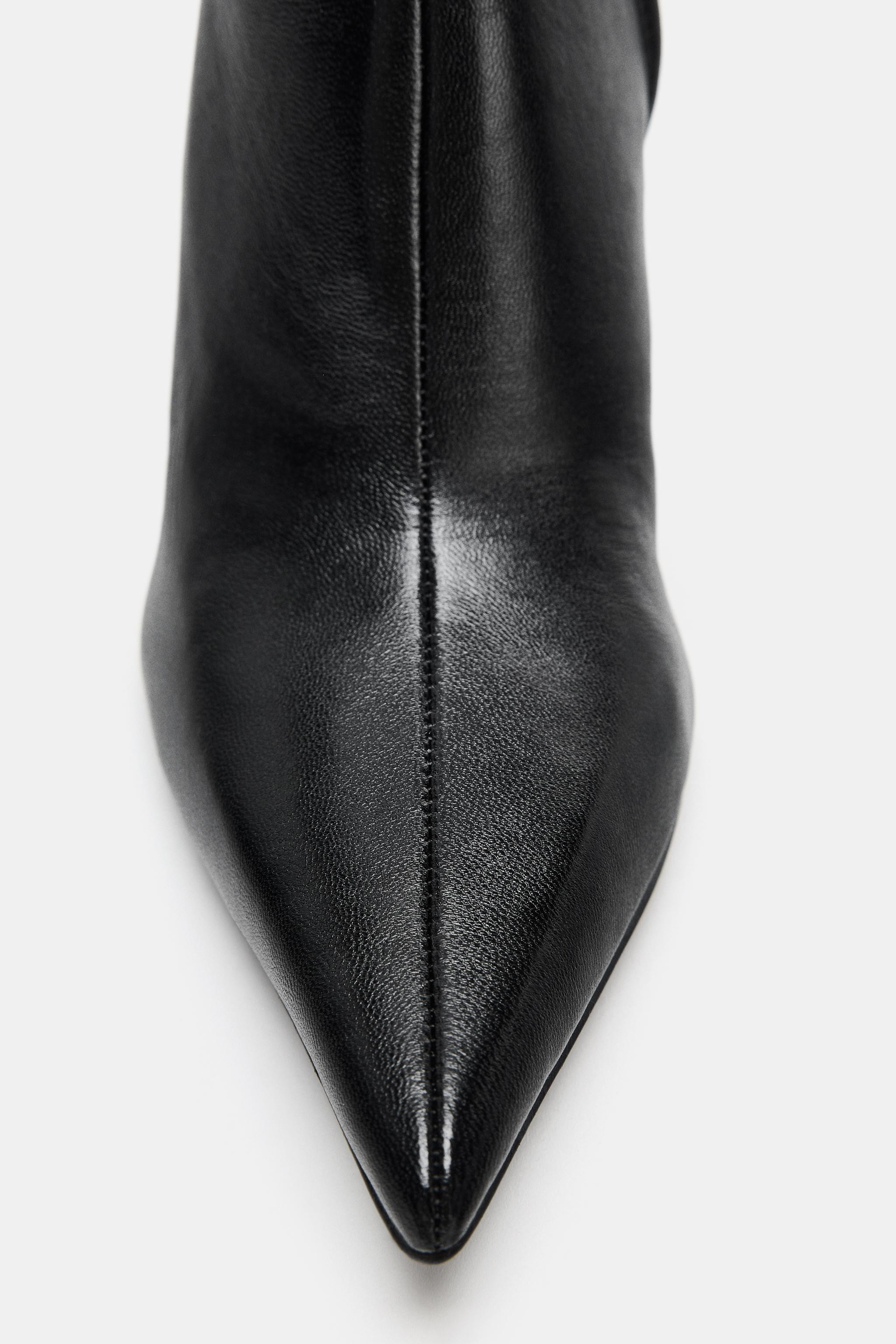LEATHER HIGH-HEEL ANKLE BOOTS | Zara UK